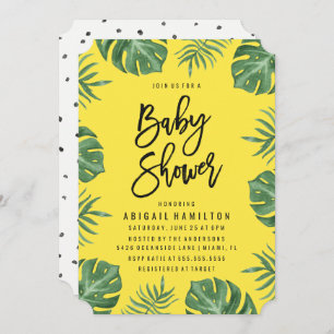 Tropical Leaves   Baby Shower Invitation
