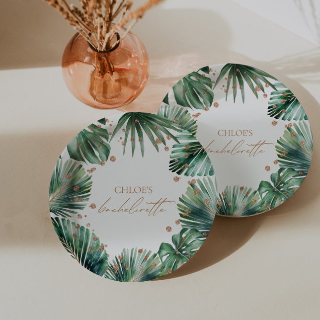 Tropical Leaves Bachelorette Party Paper Plate (Creator Uploaded)