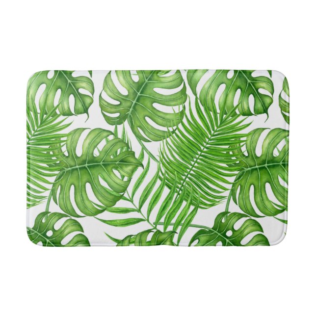 Tropical leaves bath mat (Front)