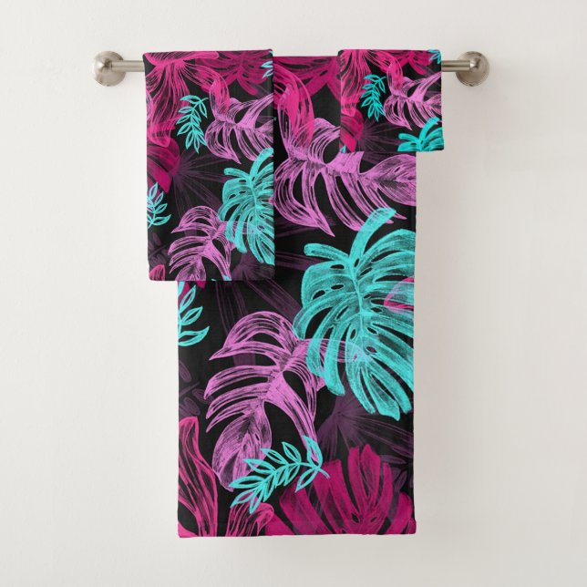 Tropical Leaves Bath Towel Set (Insitu)