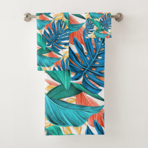 Tropical Leaves Bath Towel Set Gift