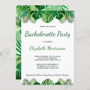 Tropical Leaves Beach Foliage Bachelorette Party Invitation