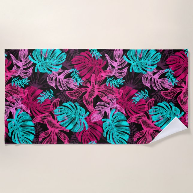Tropical Leaves Beach Towel (Front)