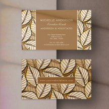 Tropical Leaves Beige Elegant Business Card