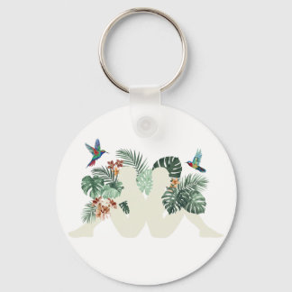 Tropical Leaves & Birds Nature Aesthetic Design Key Ring