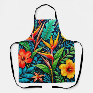 Tropical Leaves Bloom Art Apron