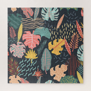 Tropical Leaves: Blue Seamless Background Jigsaw Puzzle