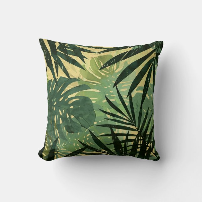 Tropical Leaves Border Cushion (Front)