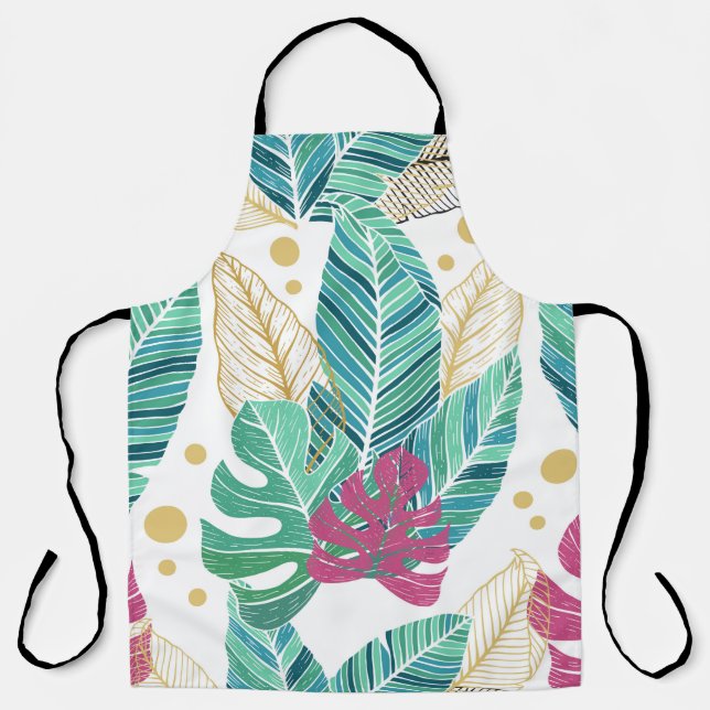 Tropical leaves. Botanical seamless pattern. Vinta Apron (Front)