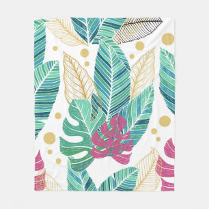Tropical leaves. Botanical seamless pattern. Vinta Fleece Blanket