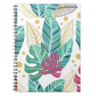 Tropical leaves. Botanical seamless pattern. Vinta Notebook