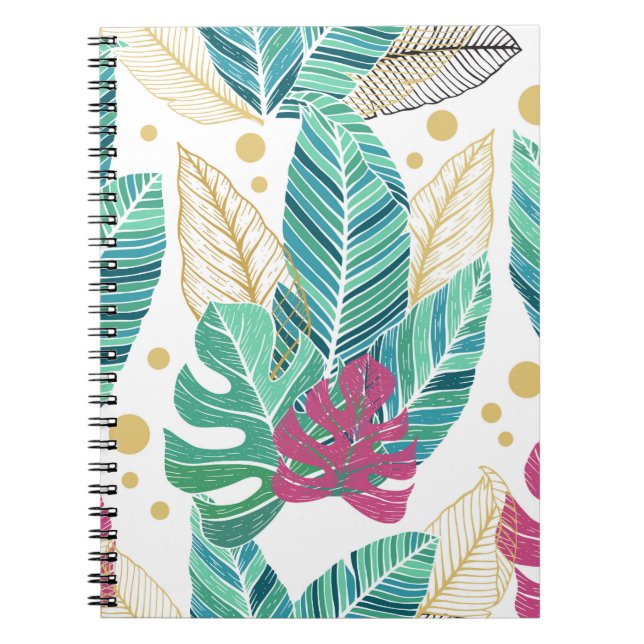 Tropical leaves. Botanical seamless pattern. Vinta Notebook (Front)