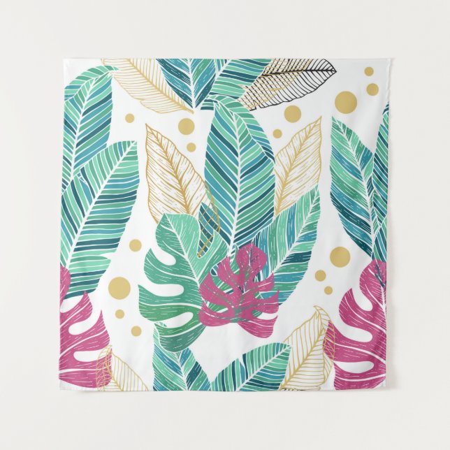Tropical leaves. Botanical seamless pattern. Vinta Tapestry (Front)