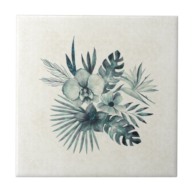 Tropical leaves bouquet tile (Front)