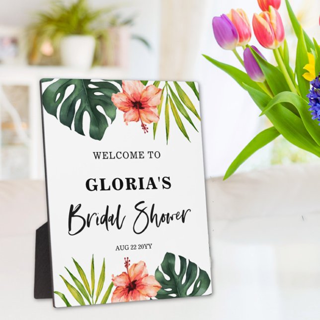 Tropical Leaves Bridal Shower  Welcome  Plaque (Creator Uploaded)