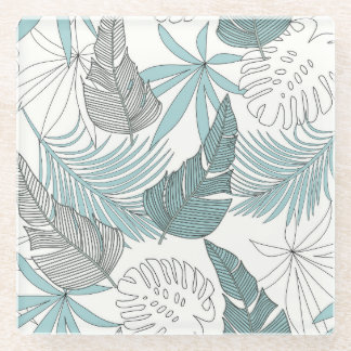 Tropical Leaves: Bright Seamless Trend Glass Coaster