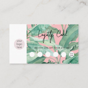 Tropical Leaves Business Logo QR Code Loyalty  Business Card