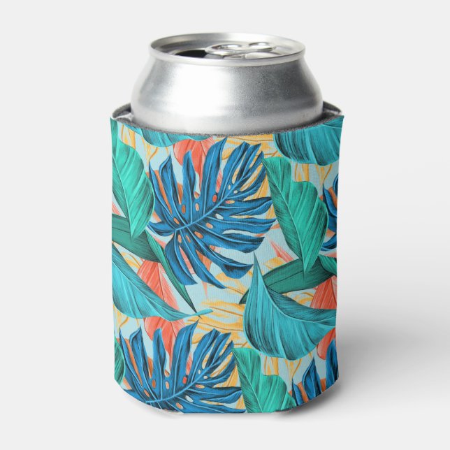 Tropical Leaves Can Cooler Your QR Code Scan Info (Can Front)