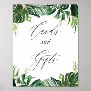 Tropical Leaves Cards and Gifts Wedding Sign