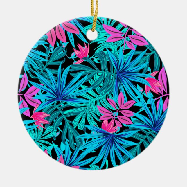 Tropical Leaves Ceramic Ornament (Front)