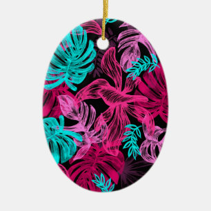 Tropical Leaves Ceramic Ornament
