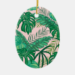 Tropical Leaves Ceramic Ornament