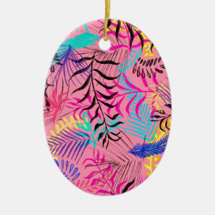 Tropical Leaves Ceramic Ornament