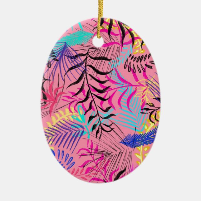 Tropical Leaves Ceramic Ornament (Front)
