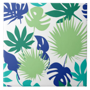 Tropical leaves ceramic tile