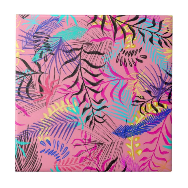 Tropical Leaves Ceramic Tile (Front)