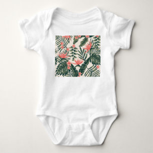 Tropical leaves, cheerful beach wallpaper. baby bodysuit