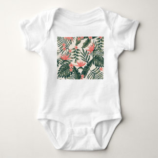 Tropical leaves, cheerful beach wallpaper. baby bodysuit