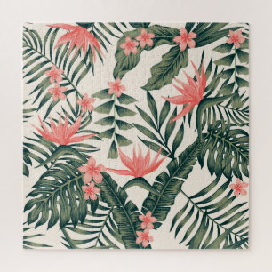 Tropical leaves, cheerful beach wallpaper. jigsaw puzzle