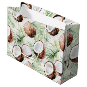 Tropical Leaves Coconuts Large Gift Bag