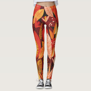 Tropical Leaves: Colourful Geometric Foliage. Leggings