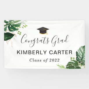 Tropical Leaves Congrats Grad Graduation Banner