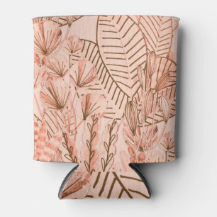 Tropical Leaves: Creative Hand-Drawn Pattern. Can Cooler