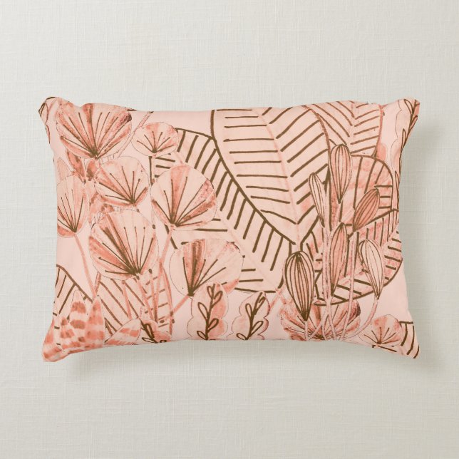 Tropical Leaves: Creative Hand-Drawn Pattern. Decorative Cushion (Front)