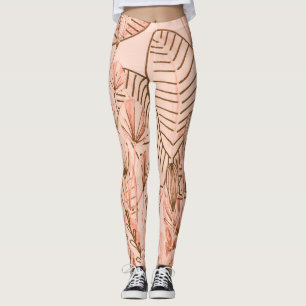 Tropical Leaves: Creative Hand-Drawn Pattern. Leggings