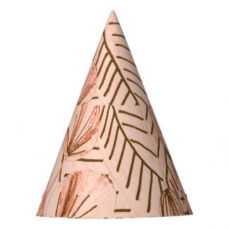 Tropical Leaves: Creative Hand-Drawn Pattern. Party Hat