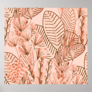 Tropical Leaves: Creative Hand-Drawn Pattern. Poster