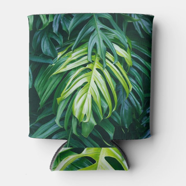 Tropical leaves: dark nature background. can cooler (Front)