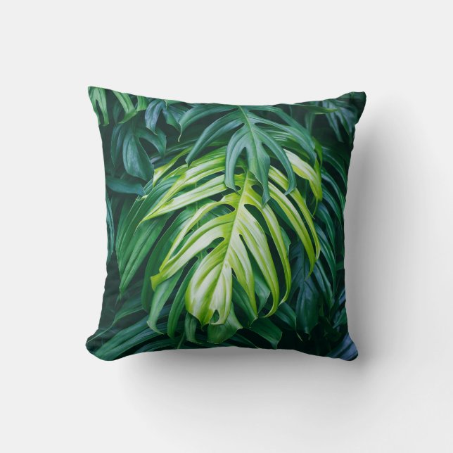 Tropical leaves: dark nature background. cushion (Front)