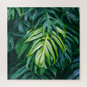 Tropical leaves: dark nature background. jigsaw puzzle