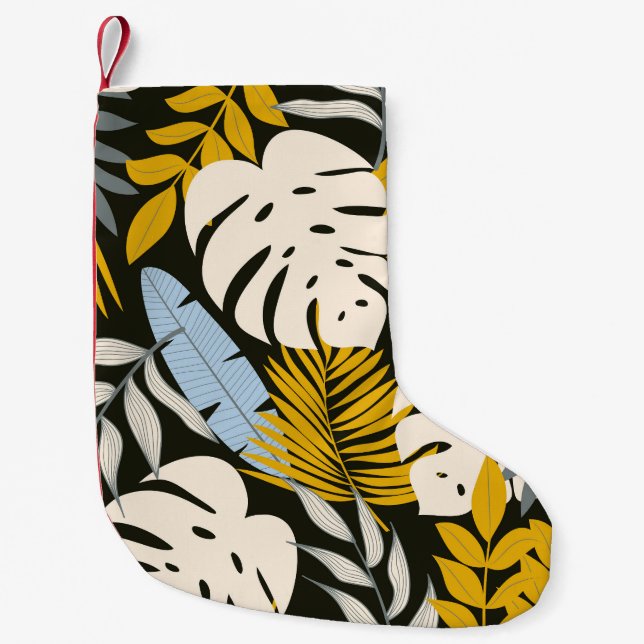 Tropical leaves: dark vintage pattern. small christmas stocking (Front)