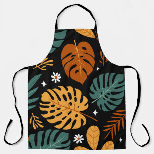 Tropical Leaves: Dark Vintage Seamless. Apron
