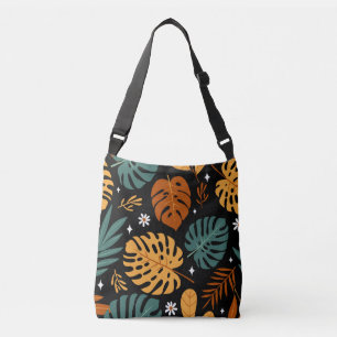 Tropical Leaves: Dark Vintage Seamless. Crossbody Bag