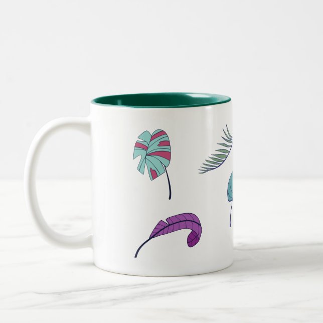 Tropical Leaves Design Coffee Mug  (Left)