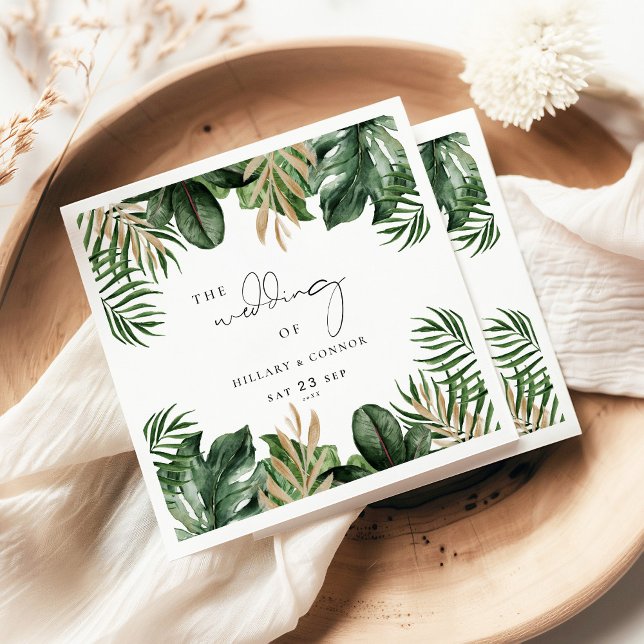 Tropical leaves elegant wedding napkin (Creator Uploaded)