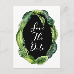 Tropical Leaves Elegant Wedding Save the Date Announcement Postcard